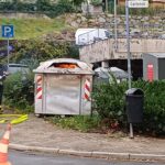 Der Inhalt des Containers brennt in voller Ausdehnung