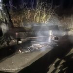 Die Reste der Parkbank am Wasserwerk